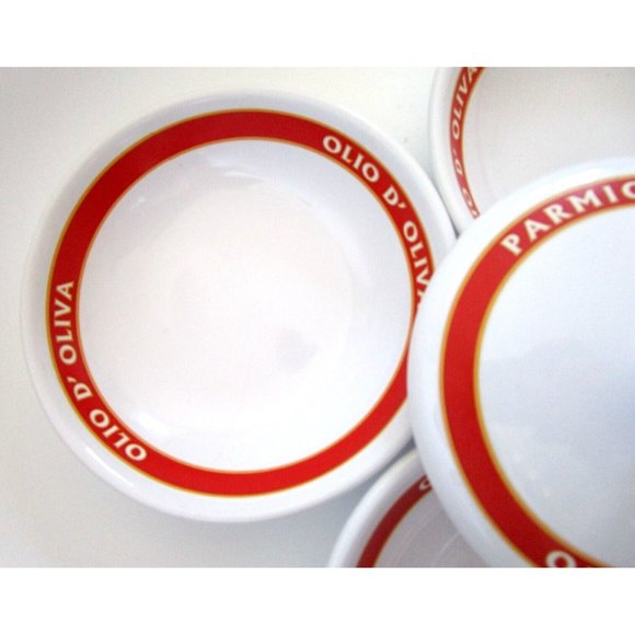 Pottery Barn Parmigiano Olio D'Oliva Bowl Set "Vintage Posters" Dip 4 Bowl/1 Lid - Picture 7 of 15
